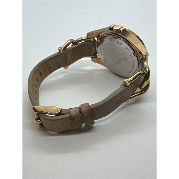Fossil Riley ES3466 Women's Rose Gold-Tone Sand Leather Analog Dial Watch JNA310 - Picture 10 of 11